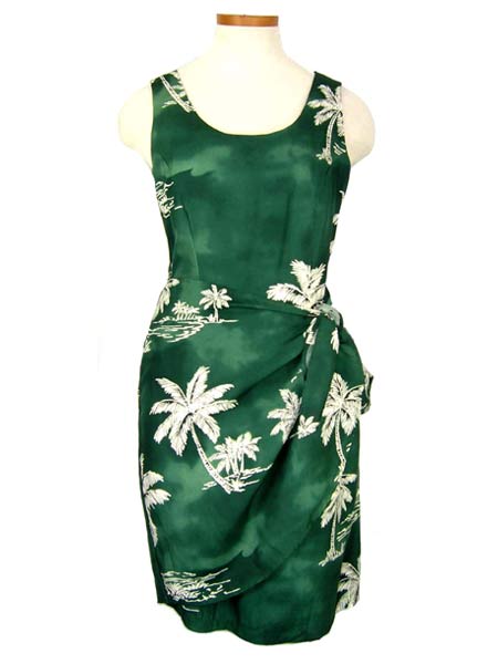 Short Sarong Dress--Palm Tree Green